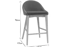 Tabouret de bar design en tissu beige et bois clair 65 cm DALIA