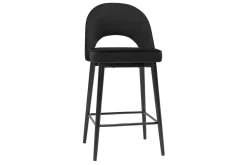 Tabouret de bar design en velours noir et métal H69 cm BELLEROSE
