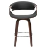 Tabouret de bar design noir et bois foncé 65 cm pivotant 360° ARAMIS