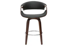 Tabouret de bar design noir et bois foncé 65 cm pivotant 360° ARAMIS