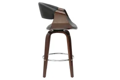 Tabouret de bar design noir et bois foncé 65 cm pivotant 360° ARAMIS