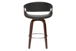 Tabouret de bar design noir et bois foncé 65 cm pivotant 360° ARAMIS