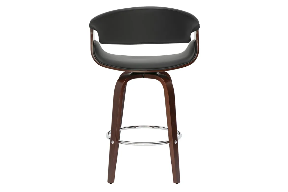 Tabouret de bar design noir et bois foncé 65 cm pivotant 360° ARAMIS