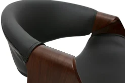 Tabouret de bar design noir et bois foncé 65 cm pivotant 360° ARAMIS