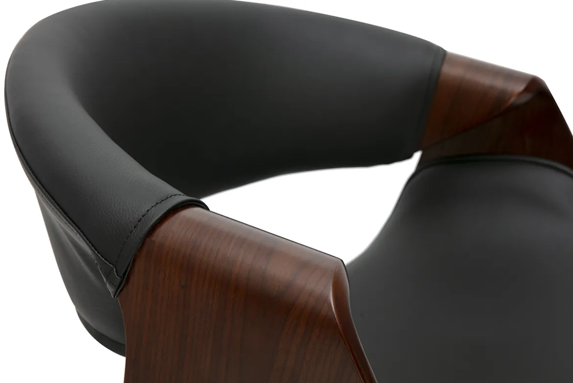 Tabouret de bar design noir et bois foncé 65 cm pivotant 360° ARAMIS