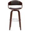 Tabouret de bar design noir et bois foncé noyer H67.5 cm pivotant 360° GAO