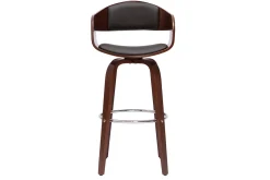 Tabouret de bar design noir et bois foncé noyer H67.5 cm pivotant 360° GAO
