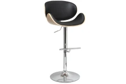 Tabouret de bar design noir et bois clair WALNUT