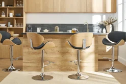 Tabouret de bar design noir et bois clair WALNUT