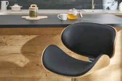 Tabouret de bar design noir et bois clair WALNUT