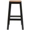 Tabouret de bar design noir et bois H75 cm NICK