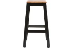 Tabouret de bar design noir et bois H75 cm NICK