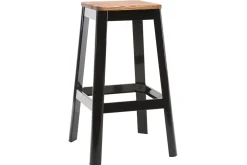 Tabouret de bar design noir et bois H75 cm NICK