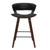 Tabouret de bar design noir et bois foncé H65 cm SYRAH