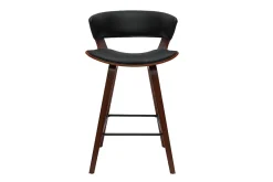 Tabouret de bar design noir et bois foncé H65 cm SYRAH