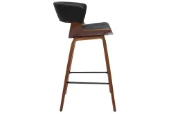 Tabouret de bar design noir et bois foncé H65 cm SYRAH