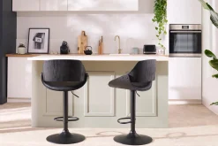 Tabouret de bar design noir réglable pivotant 360° CLASH