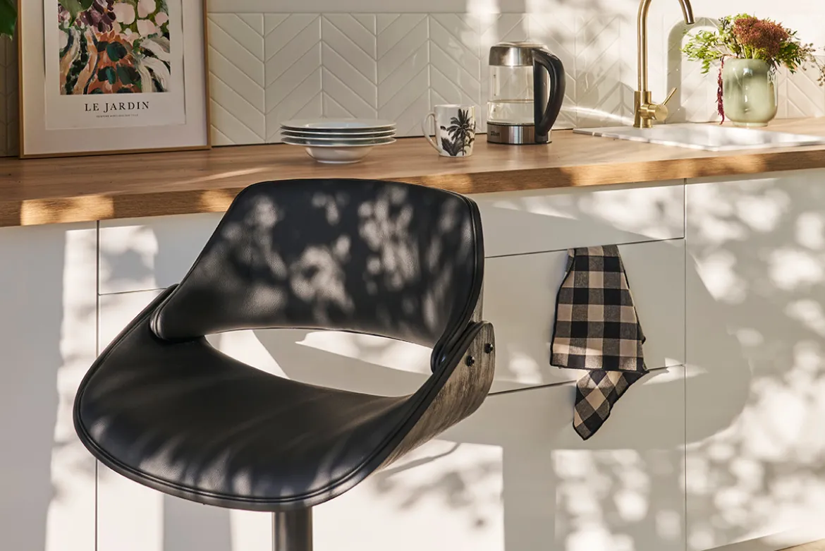 Tabouret de bar design noir réglable pivotant 360° CLASH