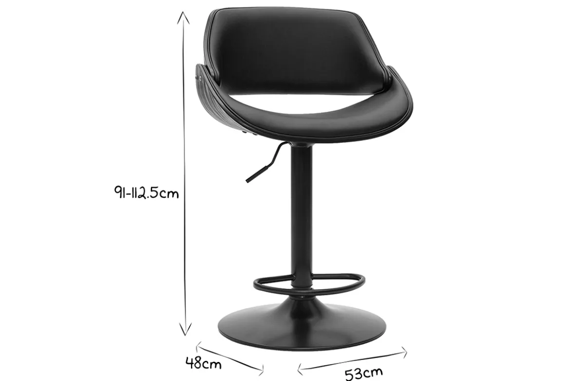 Tabouret de bar design noir réglable pivotant 360° CLASH