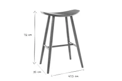 Tabouret de bar design noyer H72 cm DEMORY