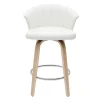 Tabouret de bar design pivotant blanc et bois clair H65cm ALBIN