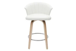 Tabouret de bar design pivotant blanc et bois clair H65cm ALBIN