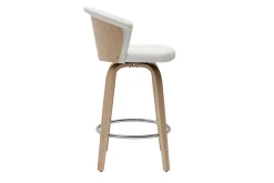 Tabouret de bar design pivotant blanc et bois clair H65cm ALBIN