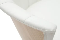 Tabouret de bar design pivotant blanc et bois clair H65cm ALBIN