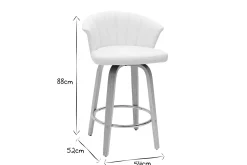 Tabouret de bar design pivotant blanc et bois clair H65cm ALBIN