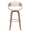 Tabouret de bar design pivotant blanc et bois clair H67.5 cm GAO