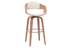 Tabouret de bar design pivotant blanc et bois clair H67.5 cm GAO
