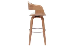 Tabouret de bar design pivotant blanc et bois clair H67.5 cm GAO