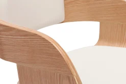 Tabouret de bar design pivotant blanc et bois clair H67.5 cm GAO