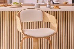 Tabouret de bar design pivotant blanc et bois clair H67.5 cm GAO