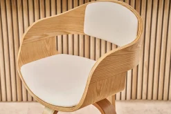 Tabouret de bar design pivotant blanc et bois clair H67.5 cm GAO