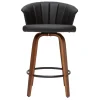 Tabouret de bar design pivotant noir et bois foncé H65cm ALBIN
