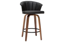 Tabouret de bar design pivotant noir et bois foncé H65cm ALBIN