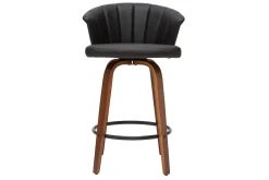 Tabouret de bar design pivotant noir et bois foncé H65cm ALBIN