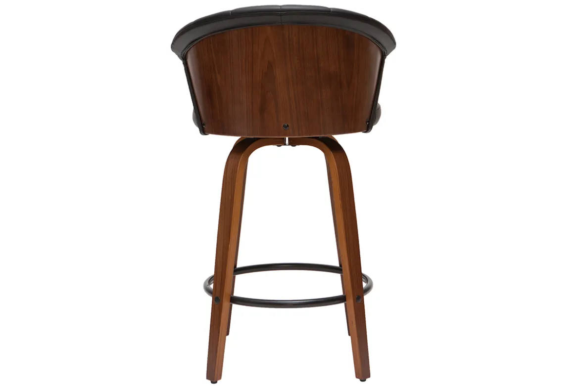 Tabouret de bar design pivotant noir et bois foncé H65cm ALBIN