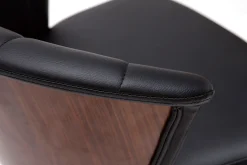 Tabouret de bar design pivotant noir et bois foncé H65cm ALBIN