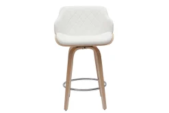 Tabouret de bar design pivotant 360° blanc et bois clair H65 cm LUCIEN