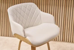 Tabouret de bar design pivotant 360° blanc et bois clair H65 cm LUCIEN