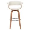 Tabouret de bar design pivotant blanc et bois clair H67 cm OKTAV