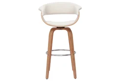 Tabouret de bar design pivotant blanc et bois clair H67 cm OKTAV