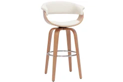 Tabouret de bar design pivotant blanc et bois clair H67 cm OKTAV