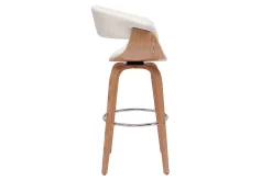 Tabouret de bar design pivotant blanc et bois clair H67 cm OKTAV