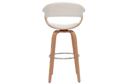 Tabouret de bar design pivotant blanc et bois clair H67 cm OKTAV