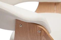 Tabouret de bar design pivotant blanc et bois clair H67 cm OKTAV