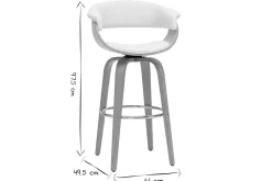 Tabouret de bar design pivotant blanc et bois clair H67 cm OKTAV