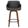 Tabouret de bar design pivotant 360° noir et bois foncé H65 cm LUCIEN